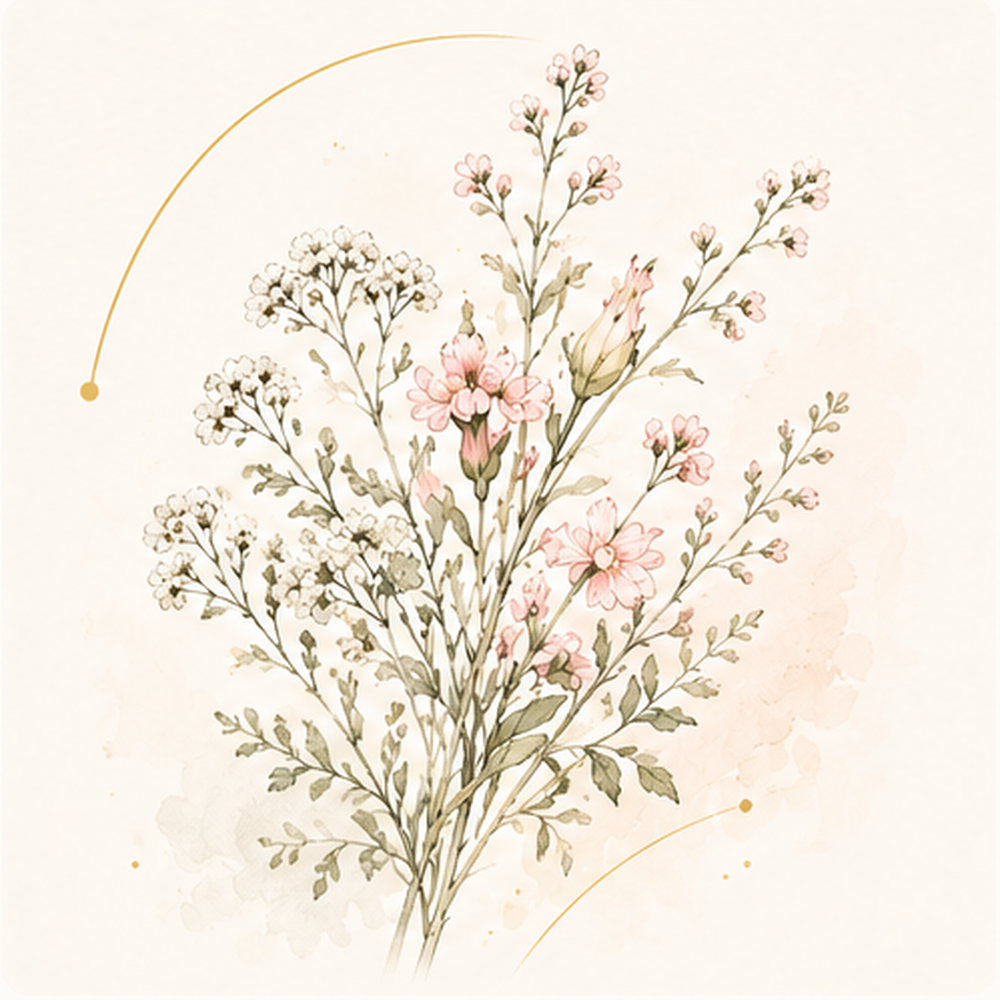 Seasonal flowers botanical illustration